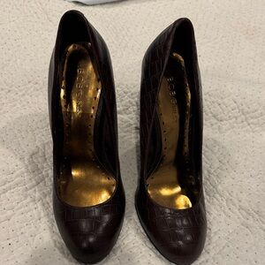 BCBGirls Dark Brown Croc-Pattern Heels